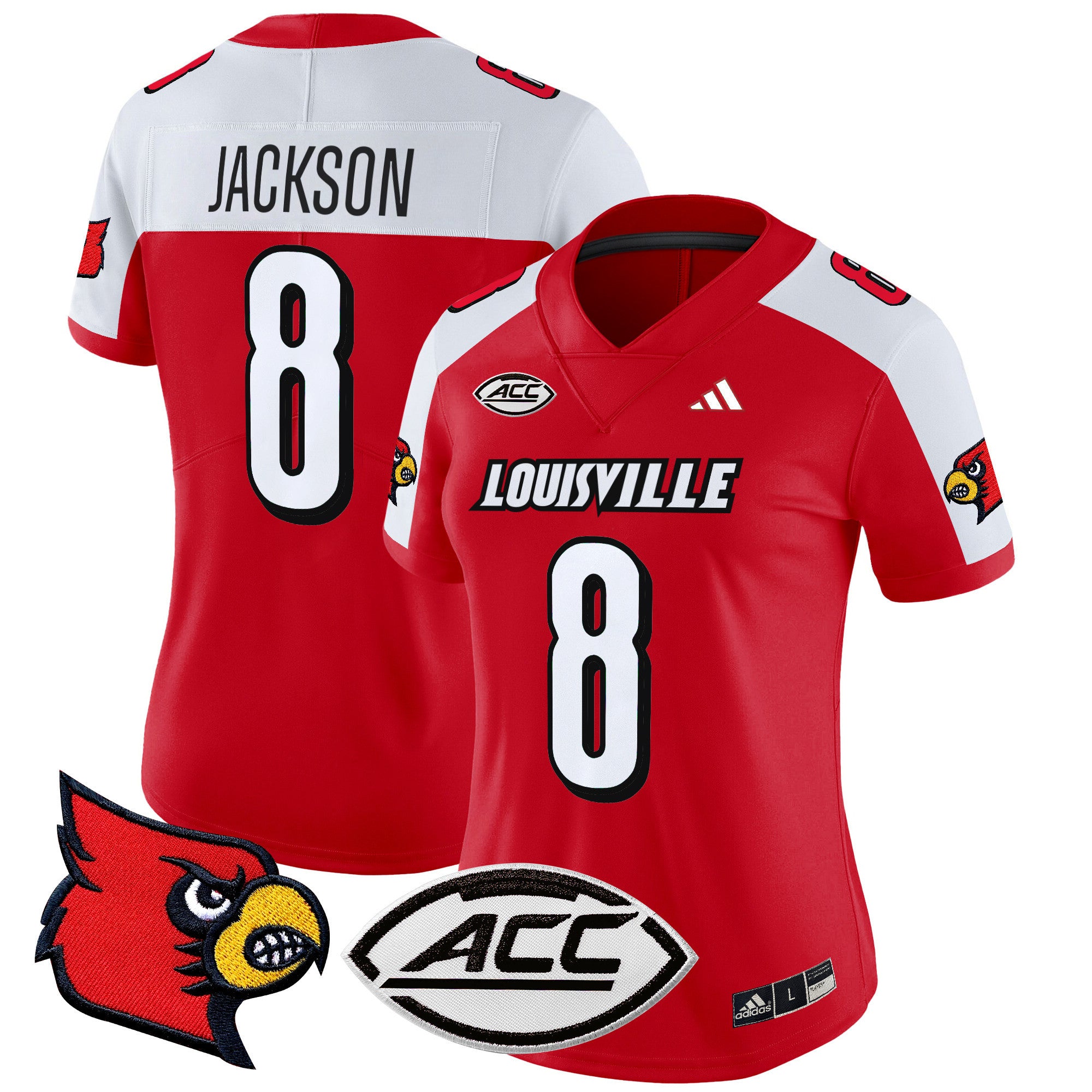 Women's Louisville Cardinals 2024 Vapor Limited Jersey - All Stitched - Red Alternate, Lamar Jackson