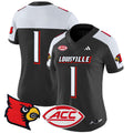 Women's Louisville Cardinals 2024 Vapor Limited Jersey - All Stitched - Black Alternate, #1 Team