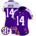 Women's LSU Tigers 2024 Louisiana Patch Vapor Limited Jersey - All Stitched - Purple Alternate, Trey'Dez Green