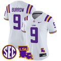 Women's LSU Tigers 2024 Louisiana Patch Vapor Limited Jersey - All Stitched - White, Joe Burrow
