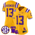Women's LSU Tigers 2024 Louisiana Patch Vapor Limited Jersey - All Stitched - Gold, Garrett Nussmeier