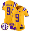 Women's LSU Tigers 2024 Louisiana Patch Vapor Limited Jersey - All Stitched - Gold, Joe Burrow