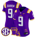 Women's LSU Tigers 2024 Louisiana Patch Vapor Limited Jersey - All Stitched - Purple, Joe Burrow