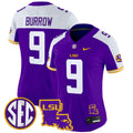 Women's LSU Tigers 2024 Louisiana Patch Vapor Limited Jersey - All Stitched - Purple Alternate, Joe Burrow