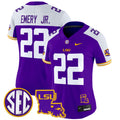 Women's LSU Tigers 2024 Louisiana Patch Vapor Limited Jersey - All Stitched - Purple Alternate, John Emery Jr.