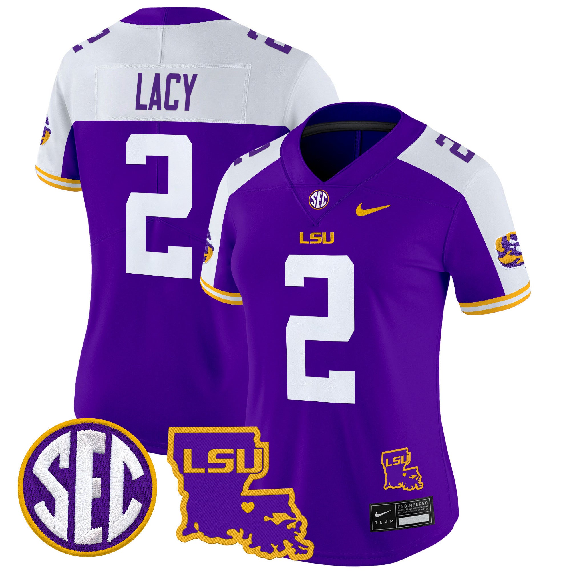 Women's LSU Tigers 2024 Louisiana Patch Vapor Limited Jersey - All Stitched - Purple Alternate, Kyren Lacy