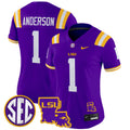 Women's LSU Tigers 2024 Louisiana Patch Vapor Limited Jersey - All Stitched - Purple, Aaron Anderson