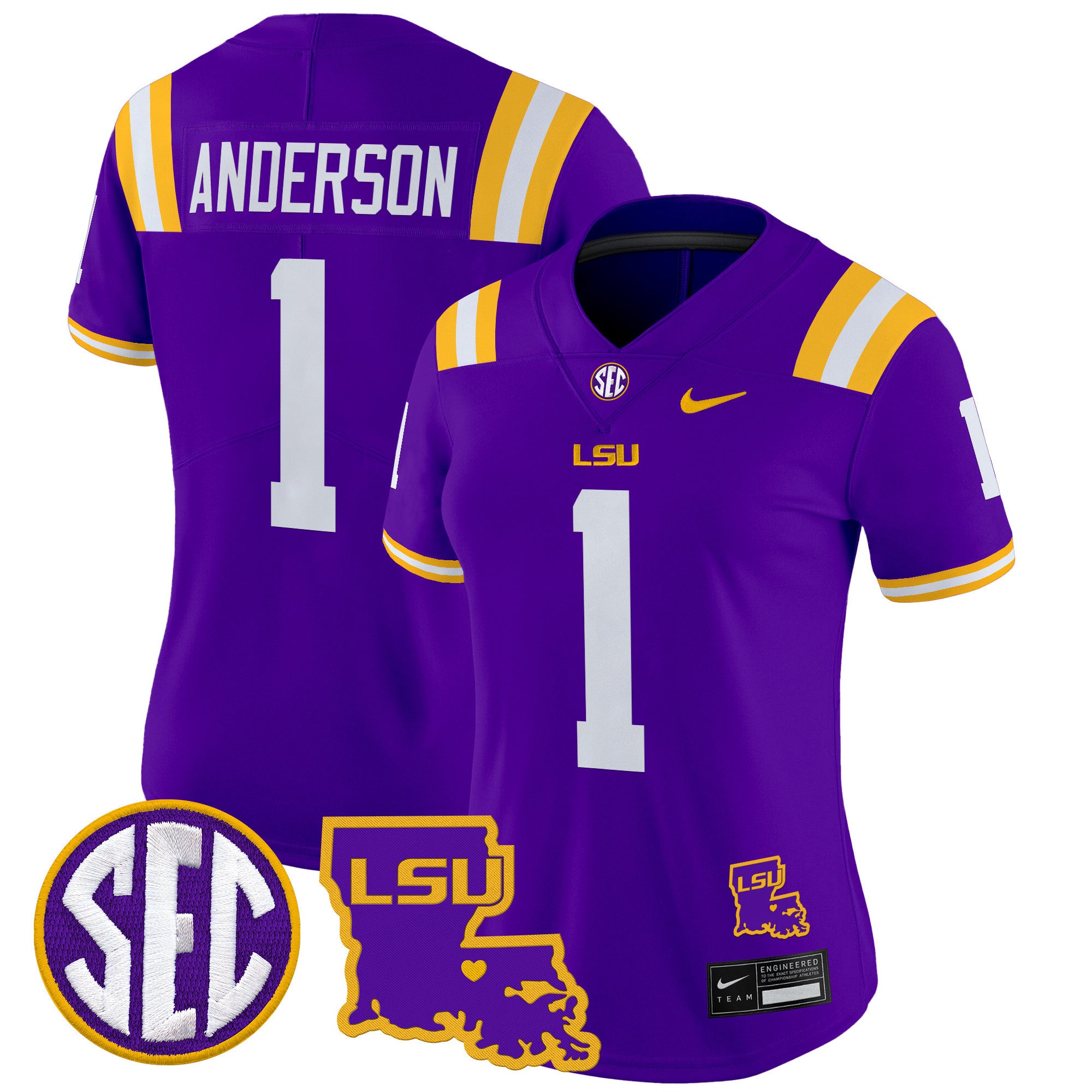 Women's LSU Tigers 2024 Louisiana Patch Vapor Limited Jersey - All Stitched - Purple, Aaron Anderson