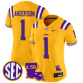 Women's LSU Tigers 2024 Louisiana Patch Vapor Limited Jersey - All Stitched - Gold, Aaron Anderson