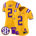 Women's LSU Tigers 2024 Louisiana Patch Vapor Limited Jersey - All Stitched - Gold, Kyren Lacy