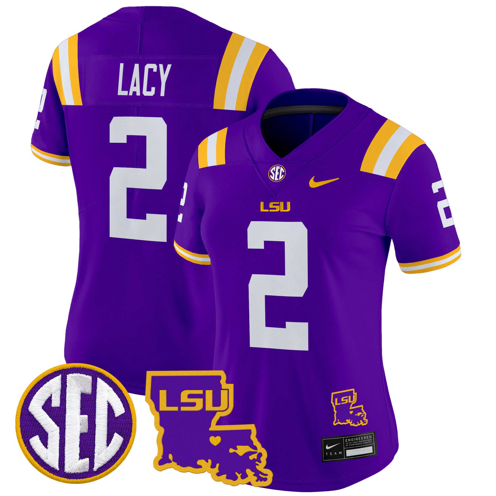 Women's LSU Tigers 2024 Louisiana Patch Vapor Limited Jersey - All Stitched - Purple, Kyren Lacy