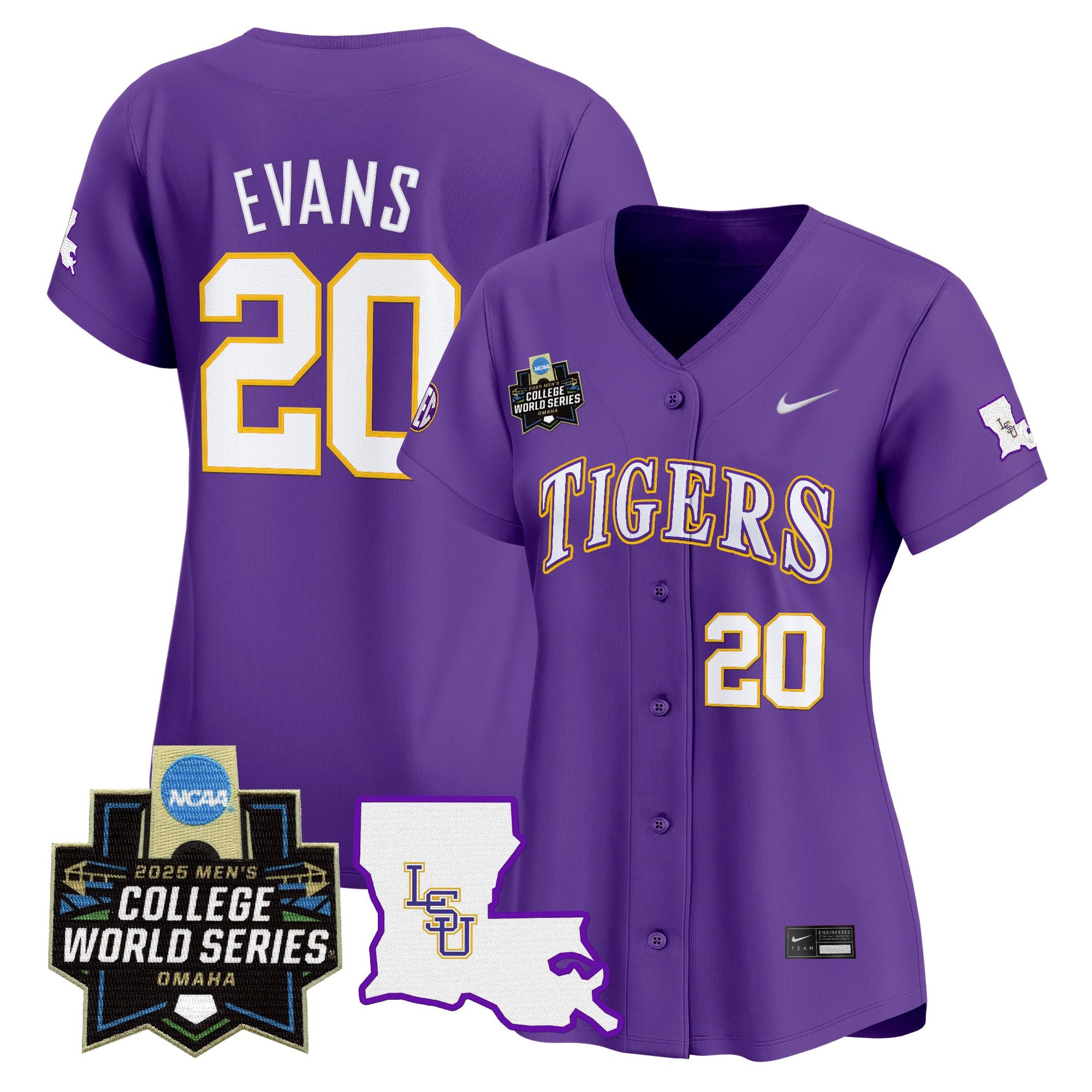 Women's LSU Tigers 2025 World Series Vapor Premier Limited Jersey - All Stitched - Purple, Casan Evans