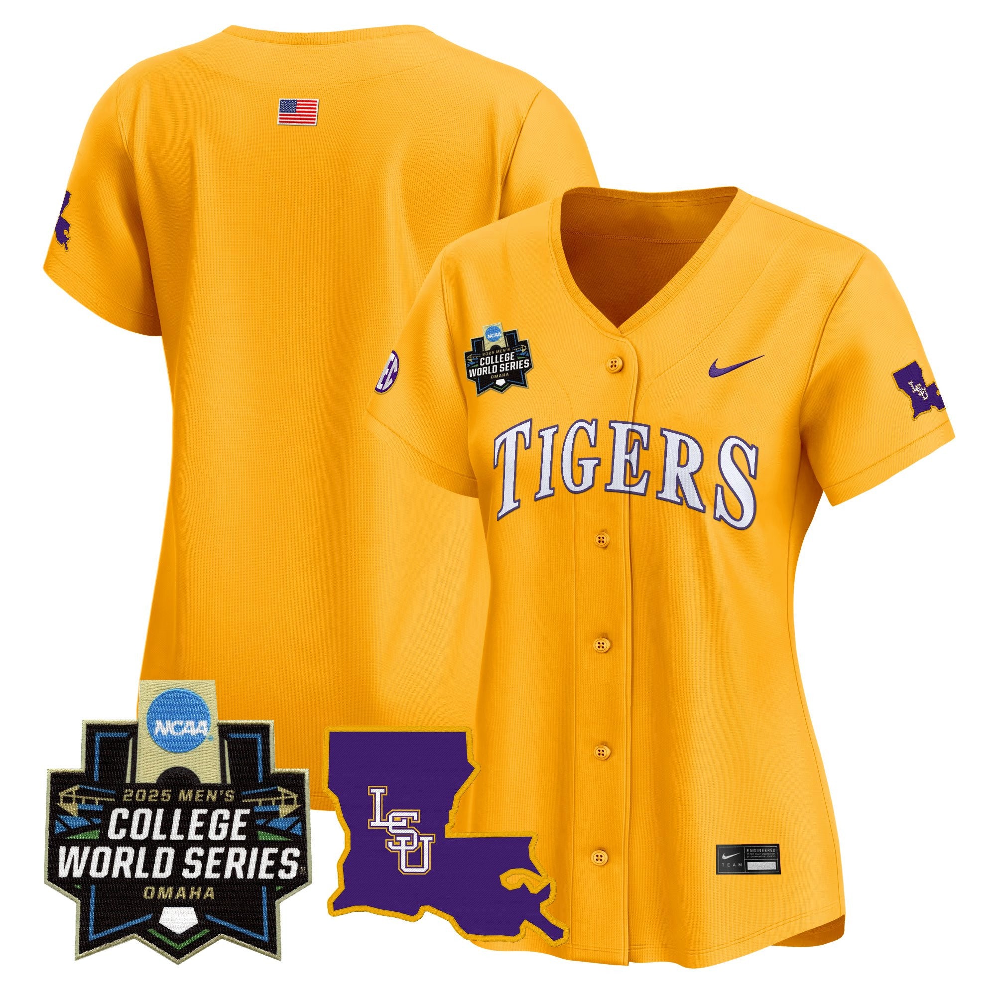 Women's LSU Tigers 2025 World Series Vapor Premier Limited Jersey - All Stitched - Gold, Team