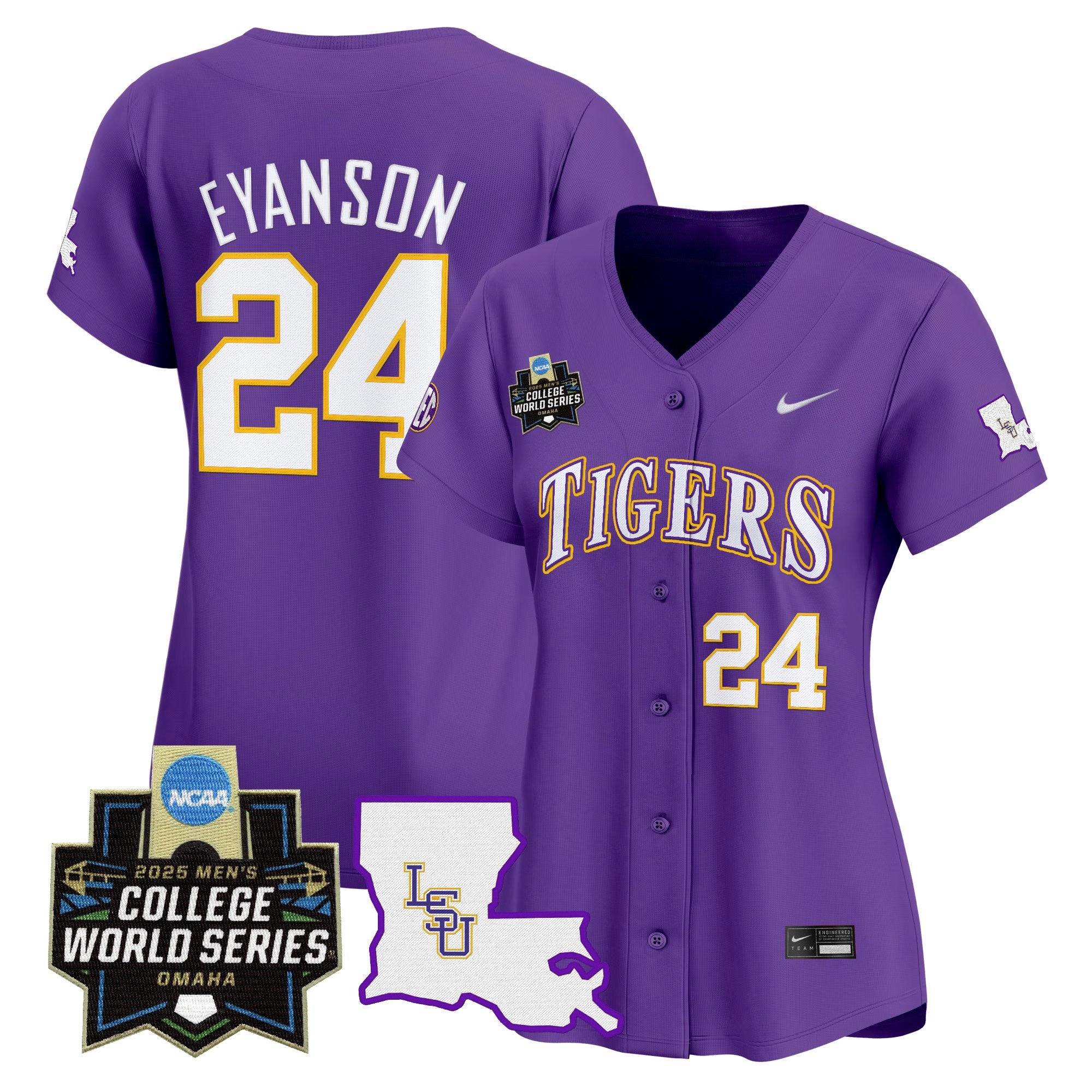 Women's LSU Tigers 2025 World Series Vapor Premier Limited Jersey - All Stitched - Purple, Anthony Eyanson