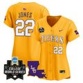 Women's LSU Tigers 2025 World Series Vapor Premier Limited Jersey - All Stitched - Gold, Jared Jones