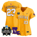 Women's LSU Tigers 2025 World Series Vapor Premier Limited Jersey - All Stitched - Gold, Luis Hernandez