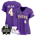 Women's LSU Tigers 2025 World Series Vapor Premier Limited Jersey - All Stitched - Purple, Steven Milam