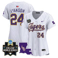 Women's LSU Tigers 2025 World Series Vapor Premier Limited Jersey - All Stitched - Pinstripe, Anthony Eyanson