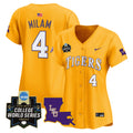 Women's LSU Tigers 2025 World Series Vapor Premier Limited Jersey - All Stitched - Gold, Steven Milam