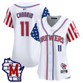 Women's Milwaukee Brewers 2025 Independence Day Vapor Premier Limited Jersey - All Stitched - White, Jackson Chourio