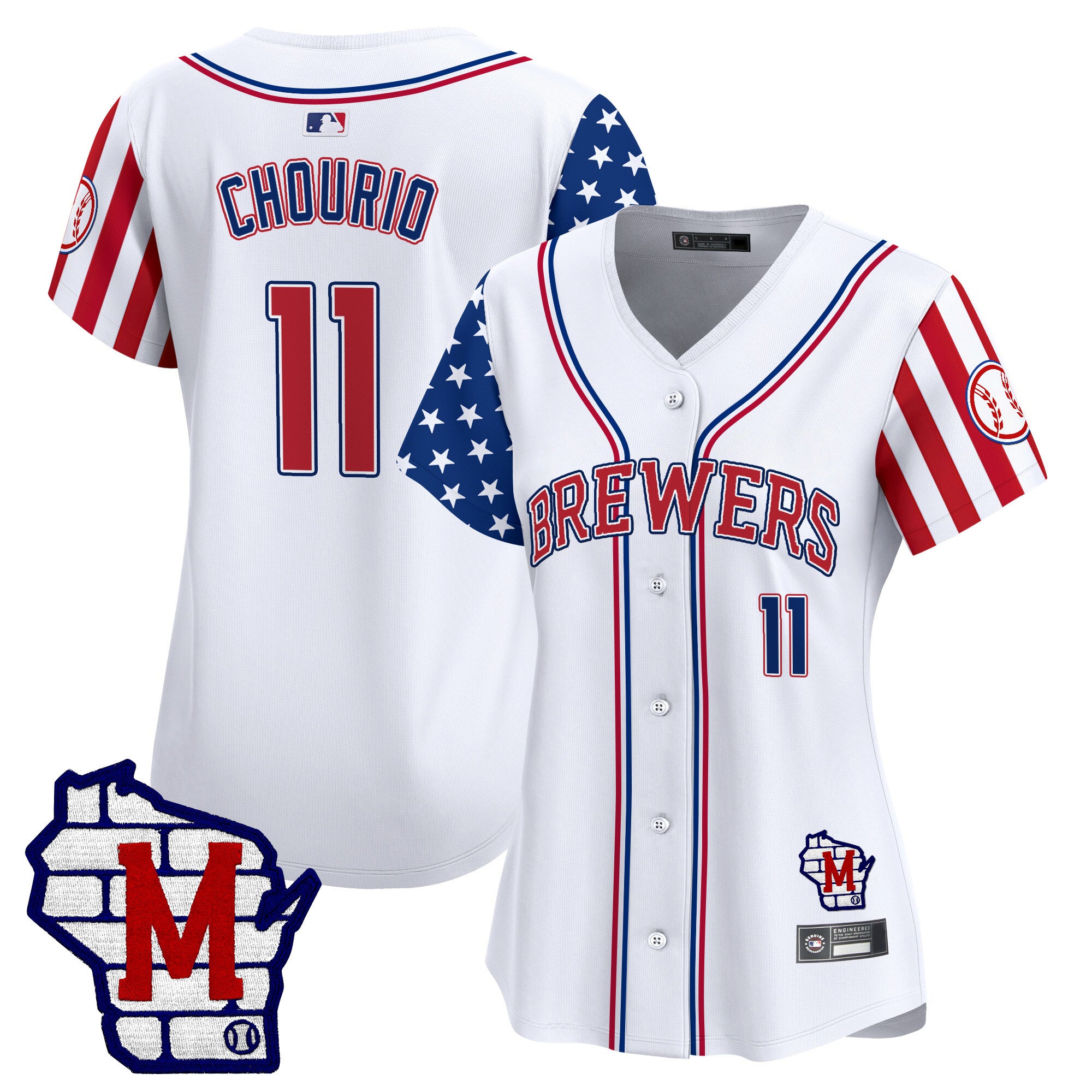 Women's Milwaukee Brewers 2025 Independence Day Vapor Premier Limited Jersey - All Stitched - White, Jackson Chourio