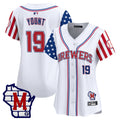 Women's Milwaukee Brewers 2025 Independence Day Vapor Premier Limited Jersey - All Stitched - White, Robin Yount