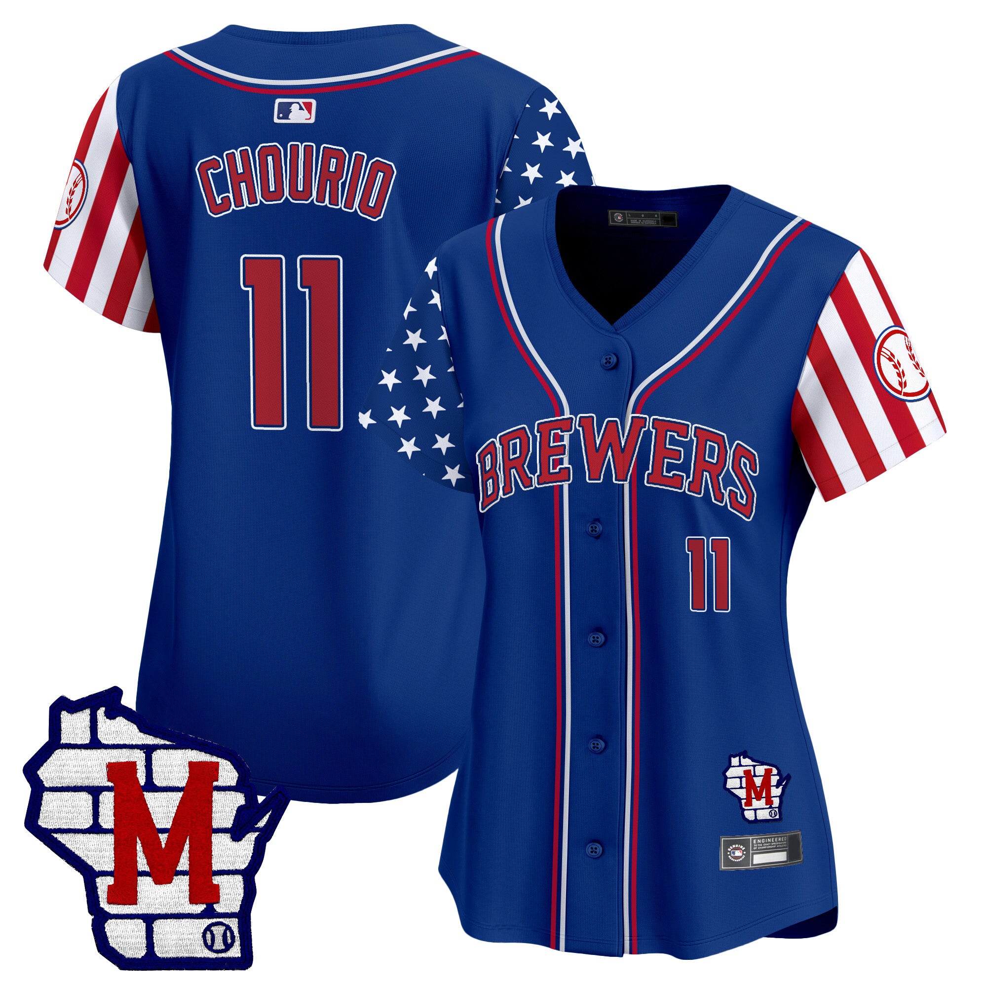 Women's Milwaukee Brewers 2025 Independence Day Vapor Premier Limited Jersey - All Stitched - Royal, Jackson Chourio