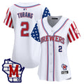 Women's Milwaukee Brewers 2025 Independence Day Vapor Premier Limited Jersey - All Stitched - White, Brice Turang