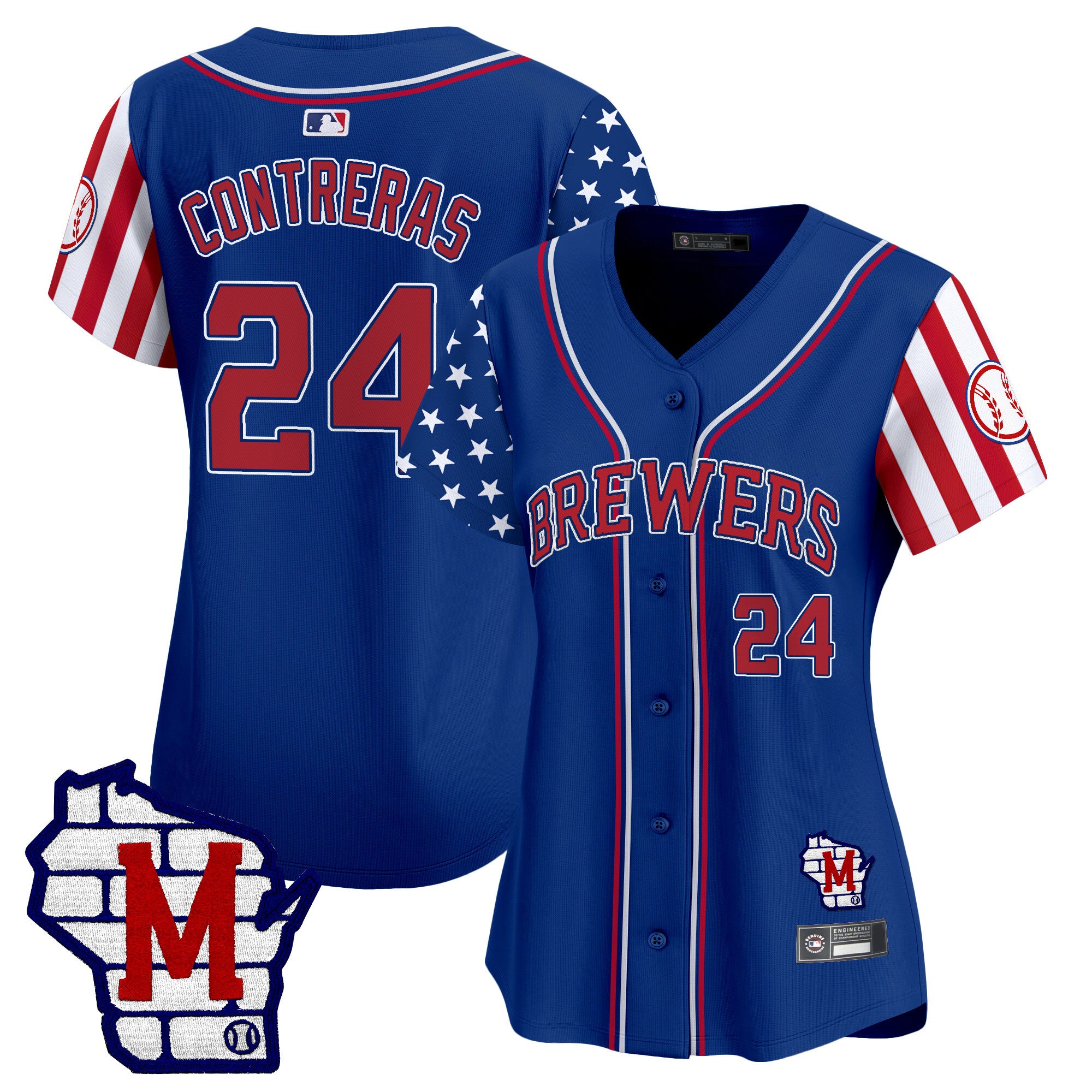 Women's Milwaukee Brewers 2025 Independence Day Vapor Premier Limited Jersey - All Stitched - Royal, William Contreras