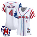 Women's Milwaukee Brewers 2025 Independence Day Vapor Premier Limited Jersey - All Stitched - White, Paul Molitor