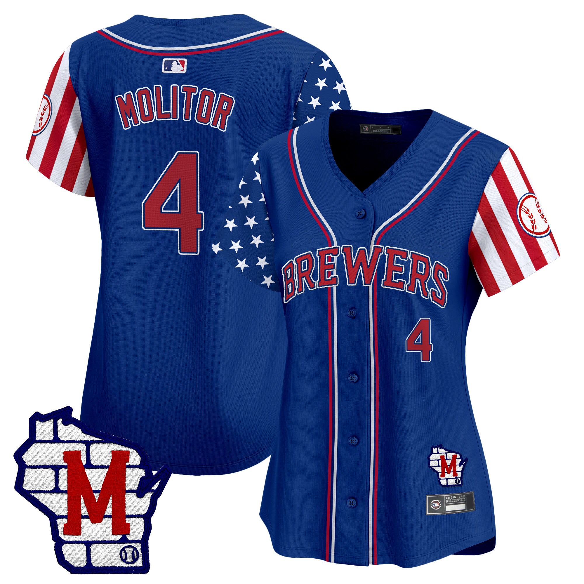 Women's Milwaukee Brewers 2025 Independence Day Vapor Premier Limited Jersey - All Stitched - Royal, Paul Molitor