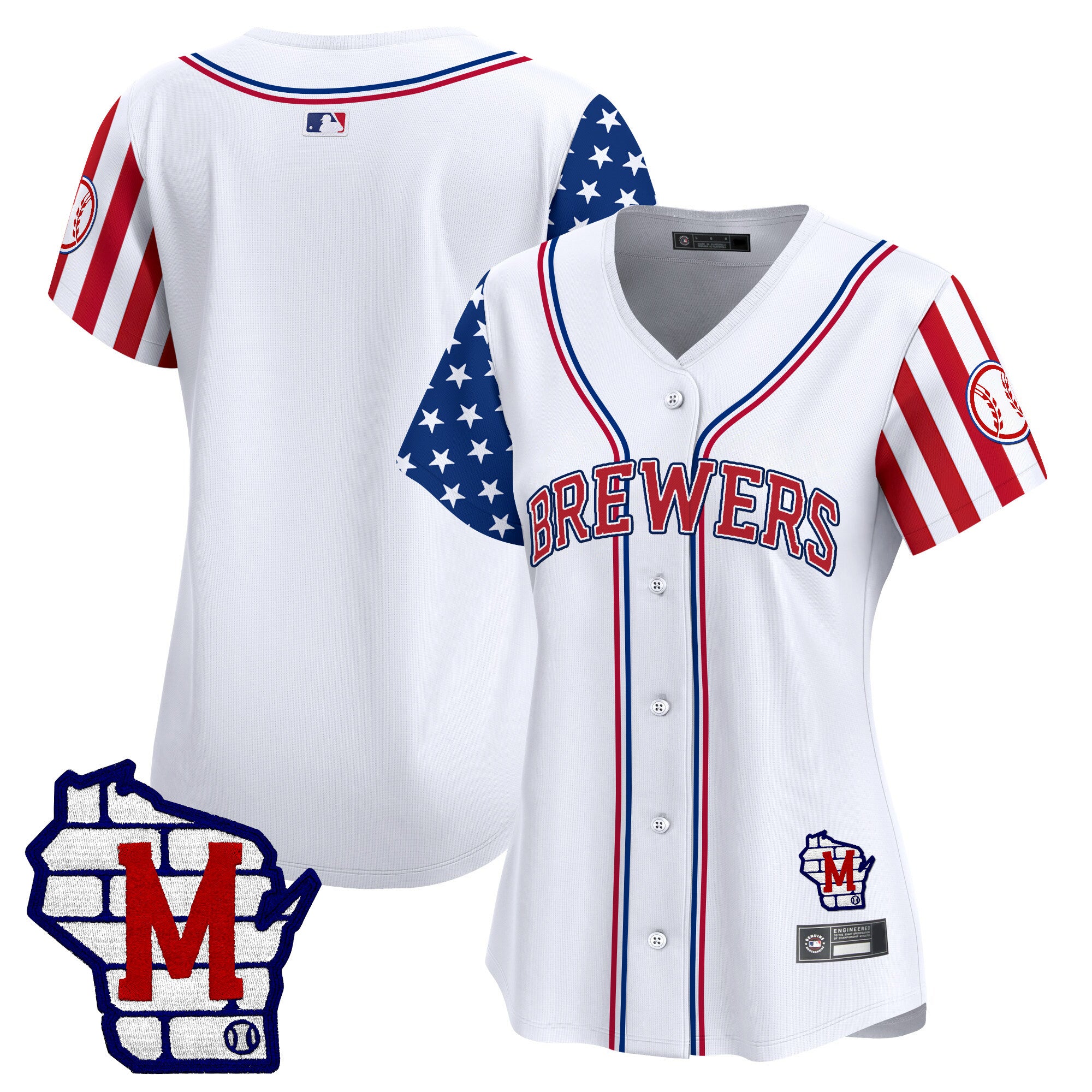 Women's Milwaukee Brewers 2025 Independence Day Vapor Premier Limited Jersey - All Stitched - White, Team