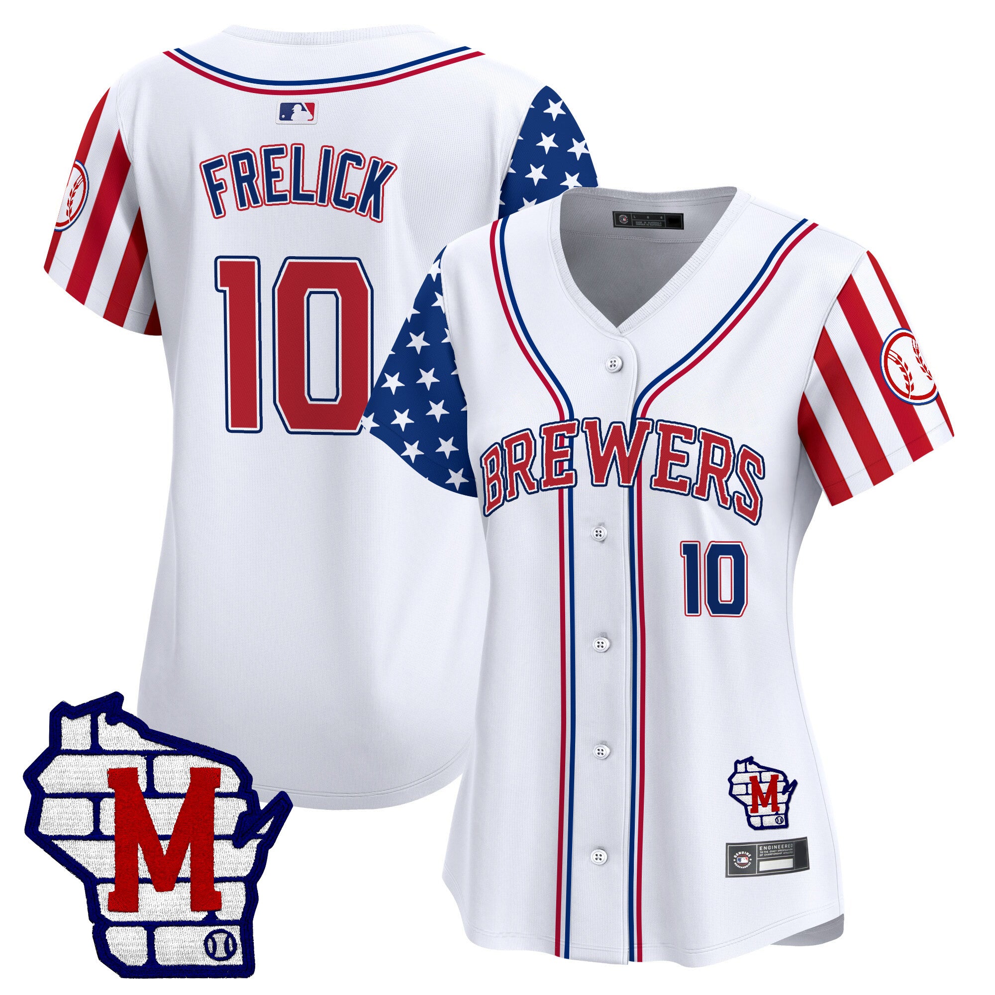 Women's Milwaukee Brewers 2025 Independence Day Vapor Premier Limited Jersey - All Stitched - White, Sal Frelick