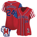 Women's Milwaukee Brewers 2025 Independence Day Vapor Premier Limited Jersey - All Stitched - Red, William Contreras