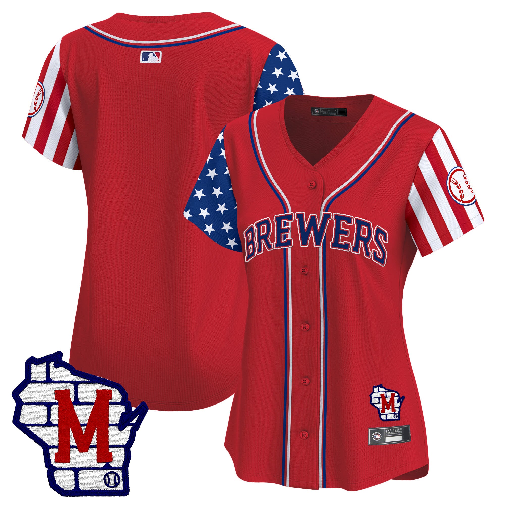 Women's Milwaukee Brewers 2025 Independence Day Vapor Premier Limited Jersey - All Stitched - Red, Team