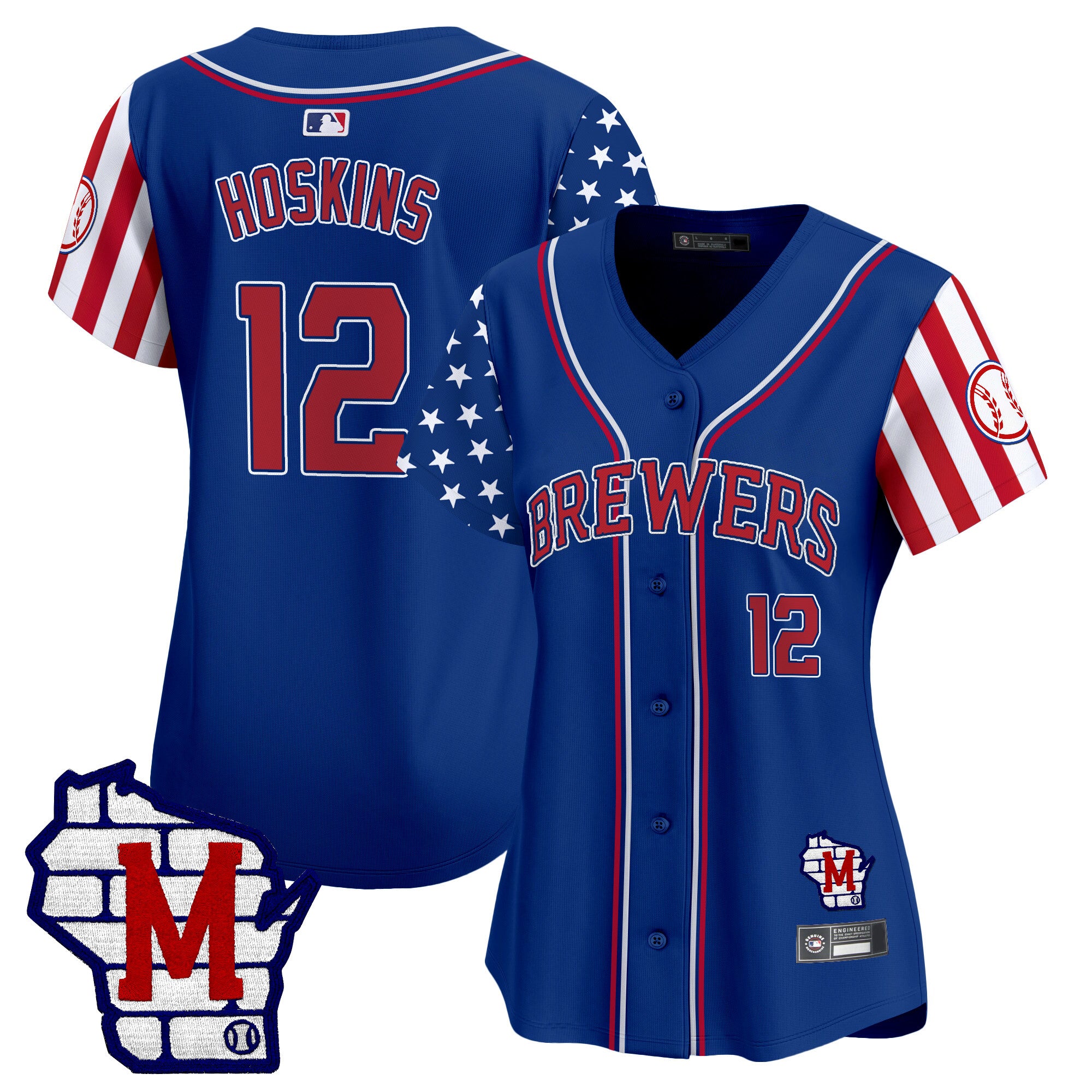 Women's Milwaukee Brewers 2025 Independence Day Vapor Premier Limited Jersey - All Stitched - Royal, Rhys Hoskins