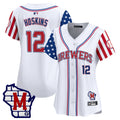 Women's Milwaukee Brewers 2025 Independence Day Vapor Premier Limited Jersey - All Stitched - White, Rhys Hoskins