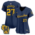 Women's Milwaukee Brewers Home Patch Vapor Premier Limited Jersey - All Stitched - Navy, Willy Adames