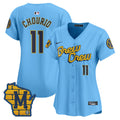 Women's Milwaukee Brewers Home Patch Vapor Premier Limited Jersey - All Stitched - City Connect, Jackson Chourio