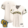 Women's Milwaukee Brewers Home Patch Vapor Premier Limited Jersey - All Stitched - Cream, Team