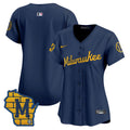 Women's Milwaukee Brewers Home Patch Vapor Premier Limited Jersey - All Stitched - Navy, Team