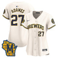 Women's Milwaukee Brewers Home Patch Vapor Premier Limited Jersey - All Stitched - Cream, Willy Adames