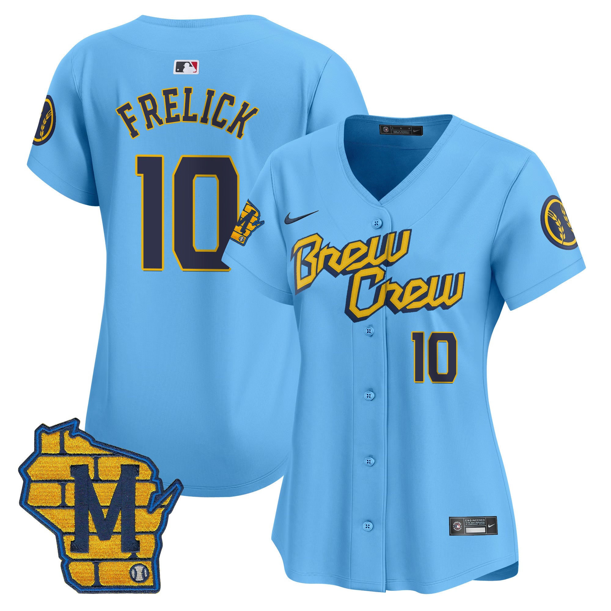 Women's Milwaukee Brewers Home Patch Vapor Premier Limited Jersey - All Stitched - City Connect, Sal Frelick