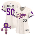 Women's Minnesota Twins Prince Patch Vapor Premier Limited Jersey V3 - All Stitched - Cream, Willi Castro