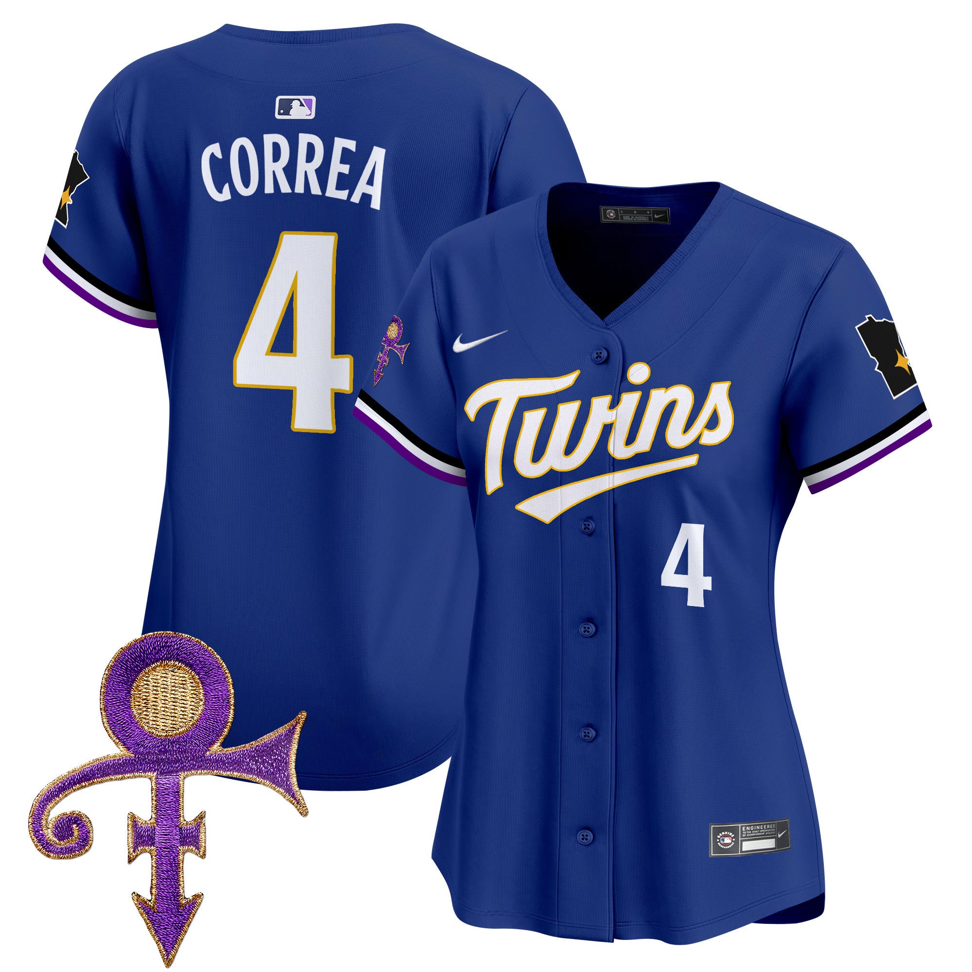 Women's Minnesota Twins Prince Patch Vapor Premier Limited Jersey V3 - All Stitched - Royal, Carlos Correa