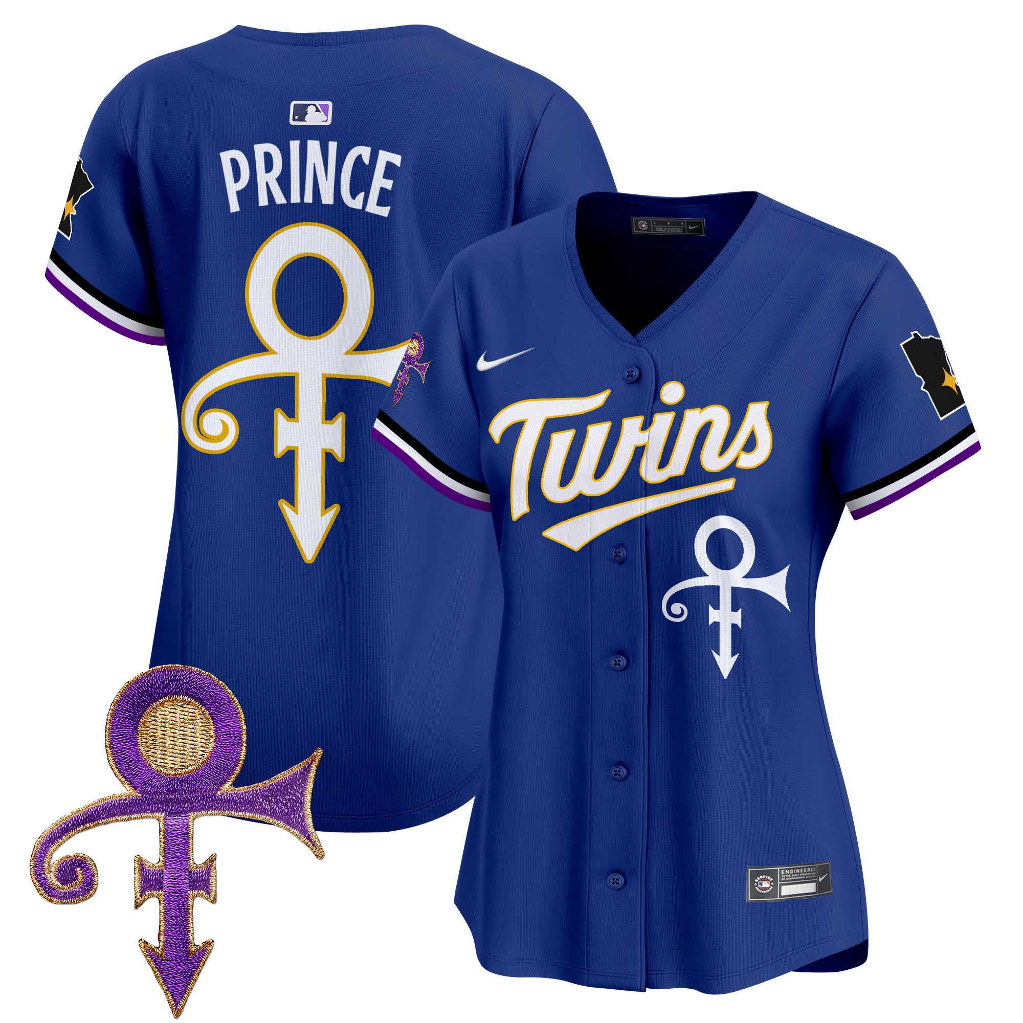 Women's Minnesota Twins Prince Patch Vapor Premier Limited Jersey V3 - All Stitched - Royal, Prince