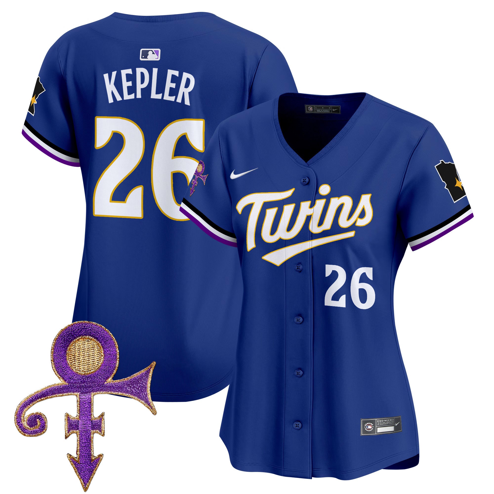 Women's Minnesota Twins Prince Patch Vapor Premier Limited Jersey V3 - All Stitched - Royal, Max Kepler
