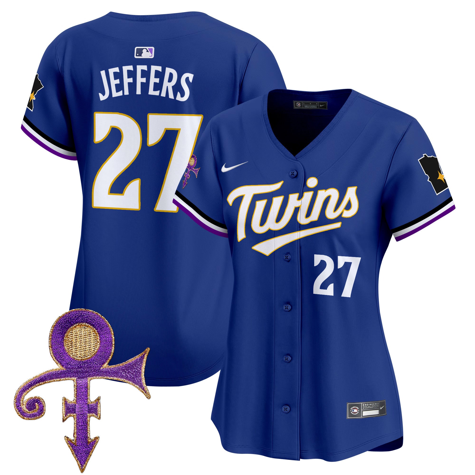 Women's Minnesota Twins Prince Patch Vapor Premier Limited Jersey V3 - All Stitched - Royal, Ryan Jeffers