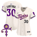 Women's Minnesota Twins Prince Patch Vapor Premier Limited Jersey V3 - All Stitched - Cream, Carlos Santana