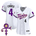 Women's Minnesota Twins Prince Patch Vapor Premier Limited Jersey V3 - All Stitched - White, Carlos Correa